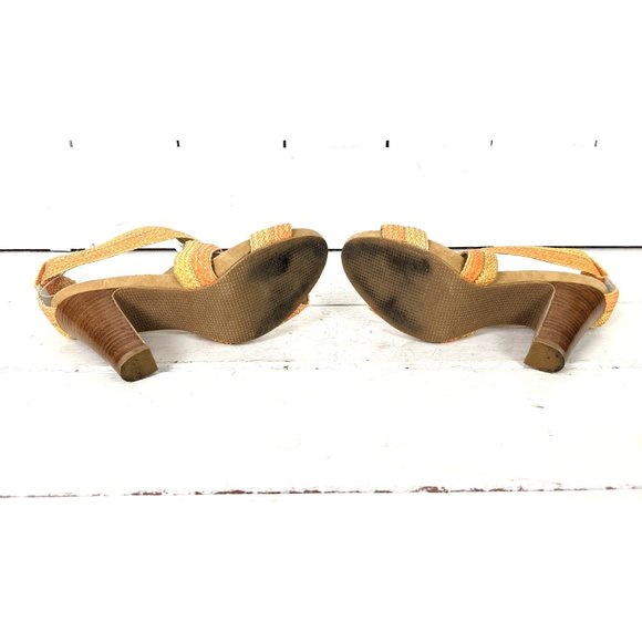 Nine West strappy straw rattan high heel open toe sandal 9.5 M - Picture 8 of 8